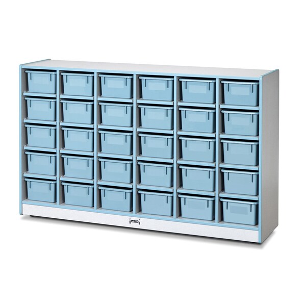 Jonti-Craft Rainbow Accents 30 Cubbie-Tray Mobile Storage, with Trays, Coastal Blue 0431JCWW131 - main